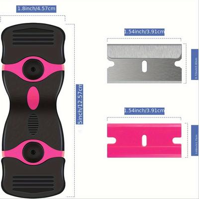 Razor Blade Scraper Tool, Double Edge Razor Scraper with 2 Blades, Sticker Remover Cleaning Scraper for Paint, Decals, Adhesive