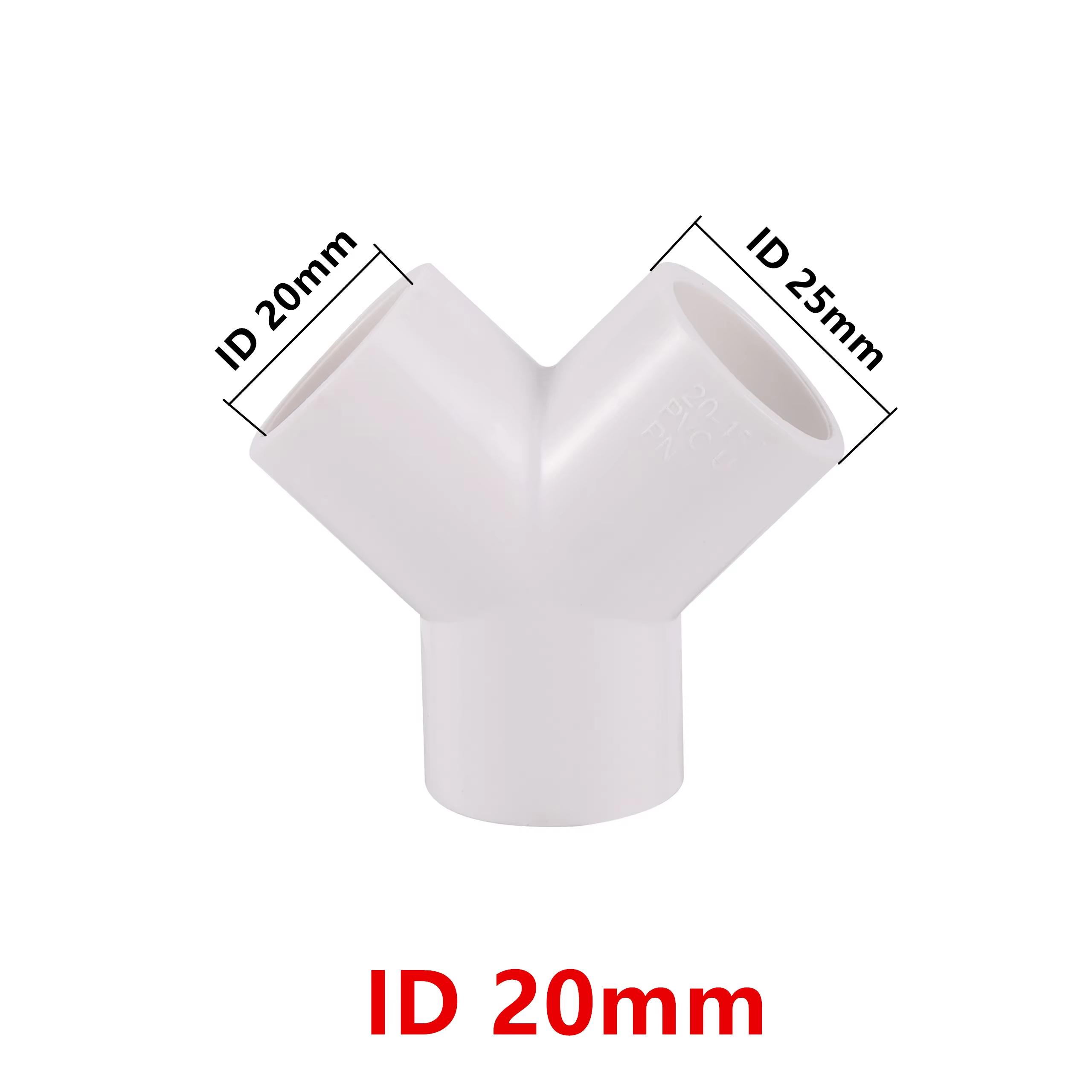 

ID 20/25/32mm Y-Shaped PVC Connector 3 Way PVC Pipe Fittings Garden Irrigation Water Tank Tube Coupling DIY Shelf Build Joint