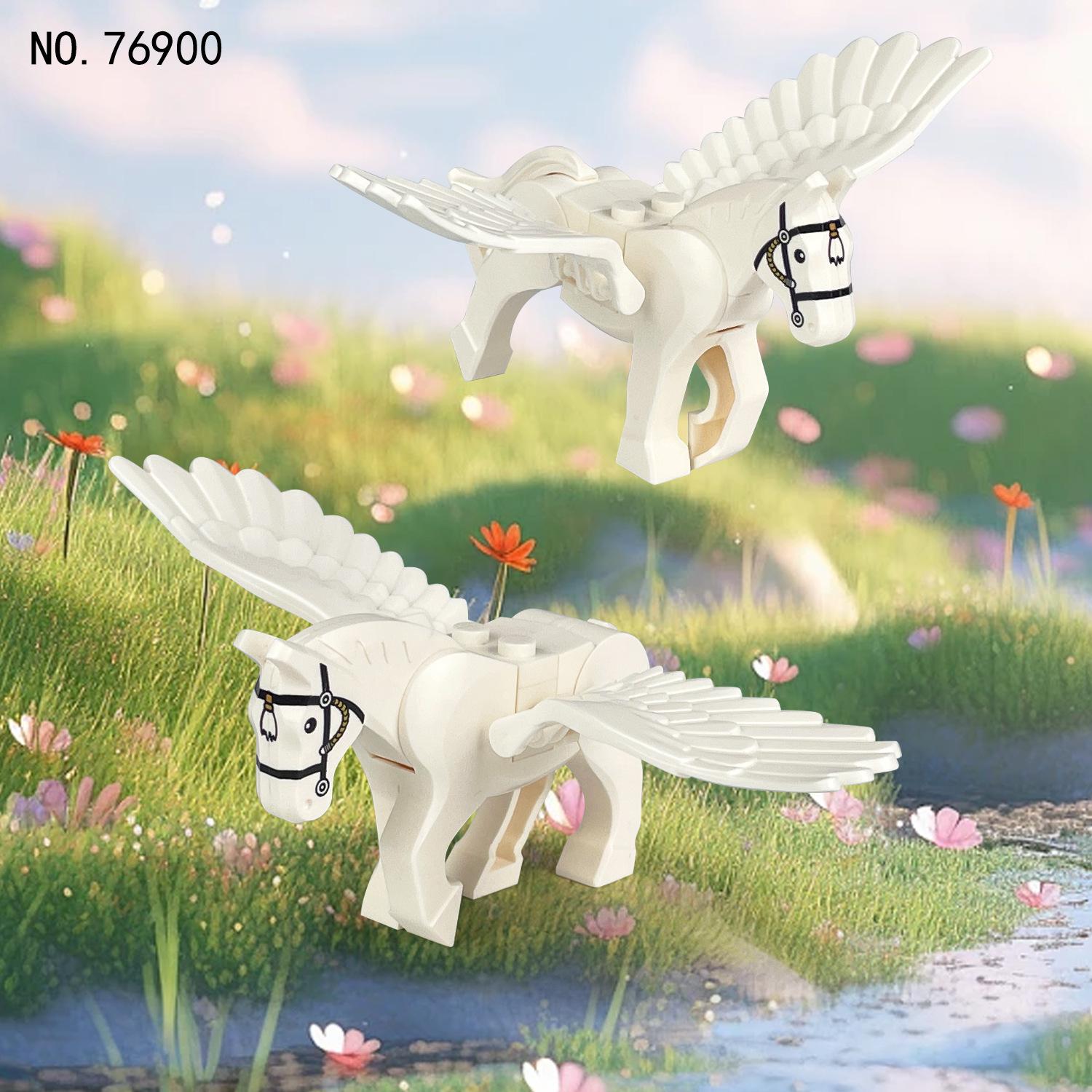 White Pegasus 76900 Children Assemble Small Particle Accessories Toy War Horse Baseplate Scene