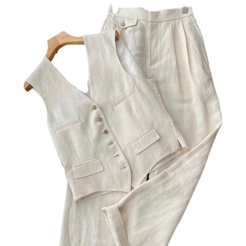 Stylish and Chic Summer Women's Fashion Set Vest and Wide-Leg Pants Two-Piece Set