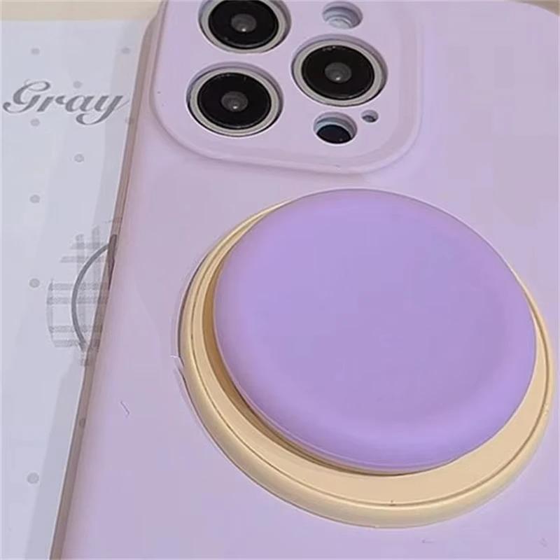 Cute Macaron Silicone Round Magnetic Holder Grip Tok Griptok Phone Stand Holder Support For iPhone 15 For Pad Magsafe Smart Tok