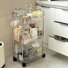 Moderner rollender Schminkwagen Klare Regale Platzsparend Badezimmer Schlafzimmer Organisationslösung Produktorganisatoren