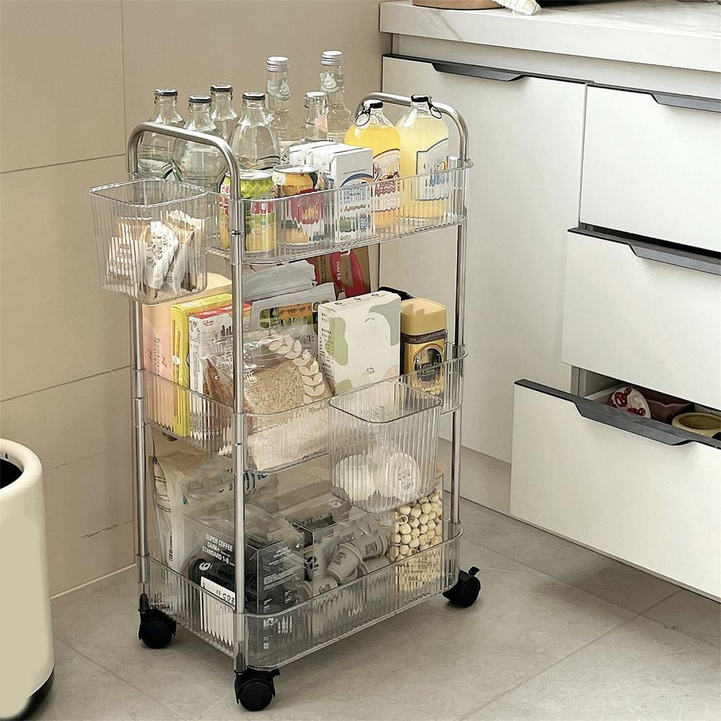 Moderner rollender Schminkwagen Klare Regale Platzsparend Badezimmer Schlafzimmer Organisationslösung Produktorganisatoren