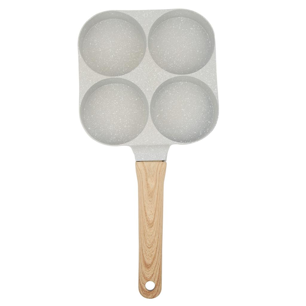 4 Hole Nonstick Egg Hamburger Frying Pan Mini 4 Cup Omelette Pan with Handle for Universal Flat Bottom Induction Cooker