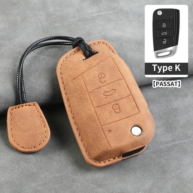 Car Key Cover For Volkswagen VW Polo Golf7 MK7 Tiguan Passat B5 B6 B7 Golf 4 5 6 MK6 Jetta Lavida Leather Car Key Case Cover