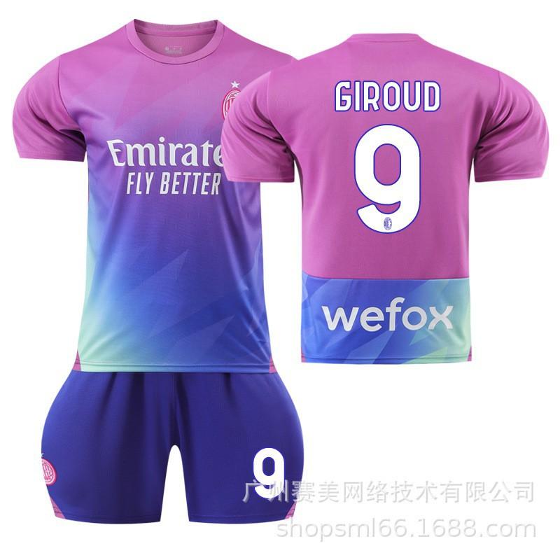 23-24 AC Milan Drugi Zestaw Wyjazdowy Nr. 9 Giroud 10 Leo 19 Teo 11 Koszulka Piłkarska