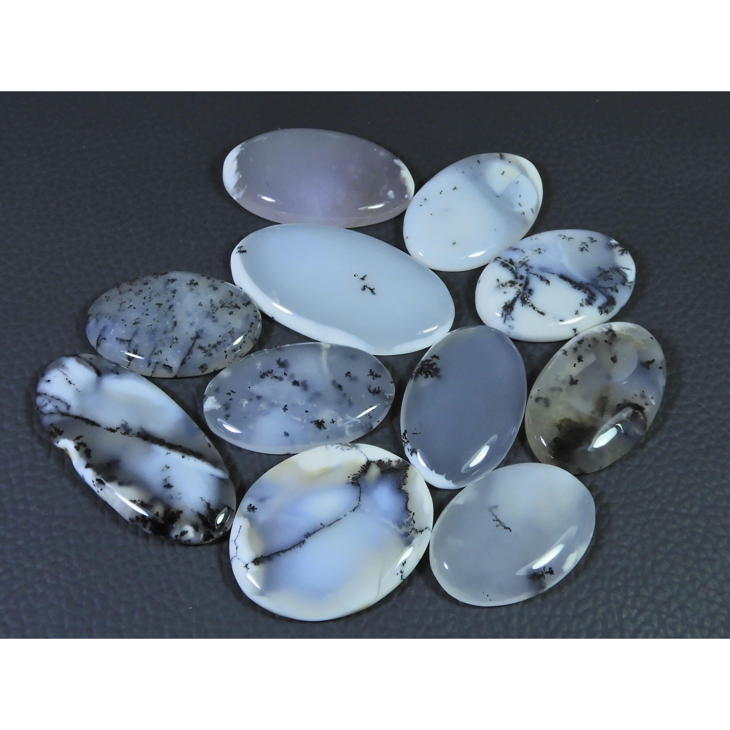 285Cts. Натуральный опал-агат дендритовый, овальный кабошон, россыпной драгоценный камень, лот из 11 шт., C-1316