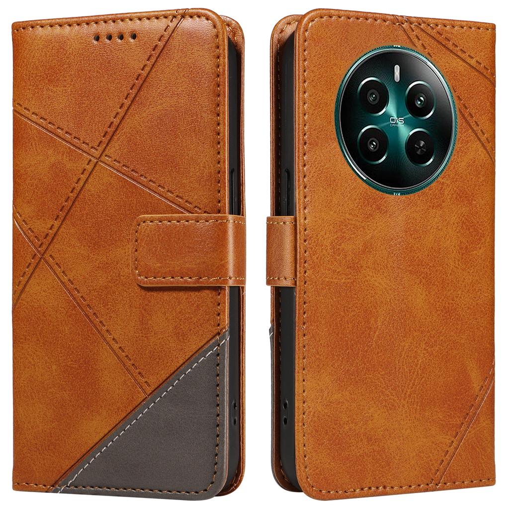 For Realme Narzo 70 5G/Narzo 70 Pro 5G/P1 5G/12 4G/12+ 5G Case Leather Geometric Line Wallet Phone Cover with Wrist Strap