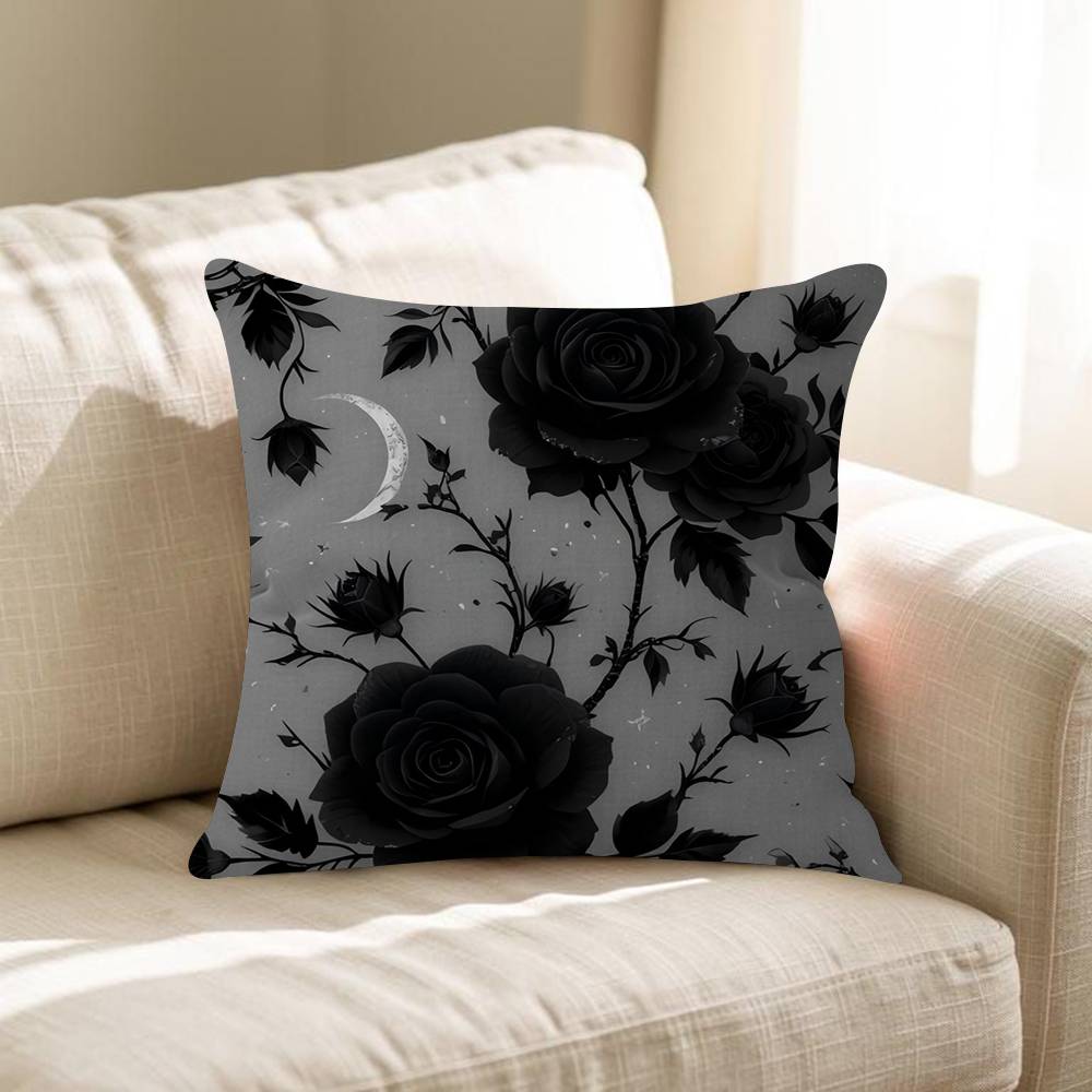 Black  White Floral Pattern Pillow Cover Sofa Cushion Cover Home Room Decoration Children Gift