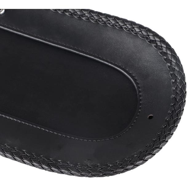 3 Hole Motorcycle Braided Edging PU Leather Rear Fender Bib Solo Seat for Harley Road King FLHR 1994-2023, Black