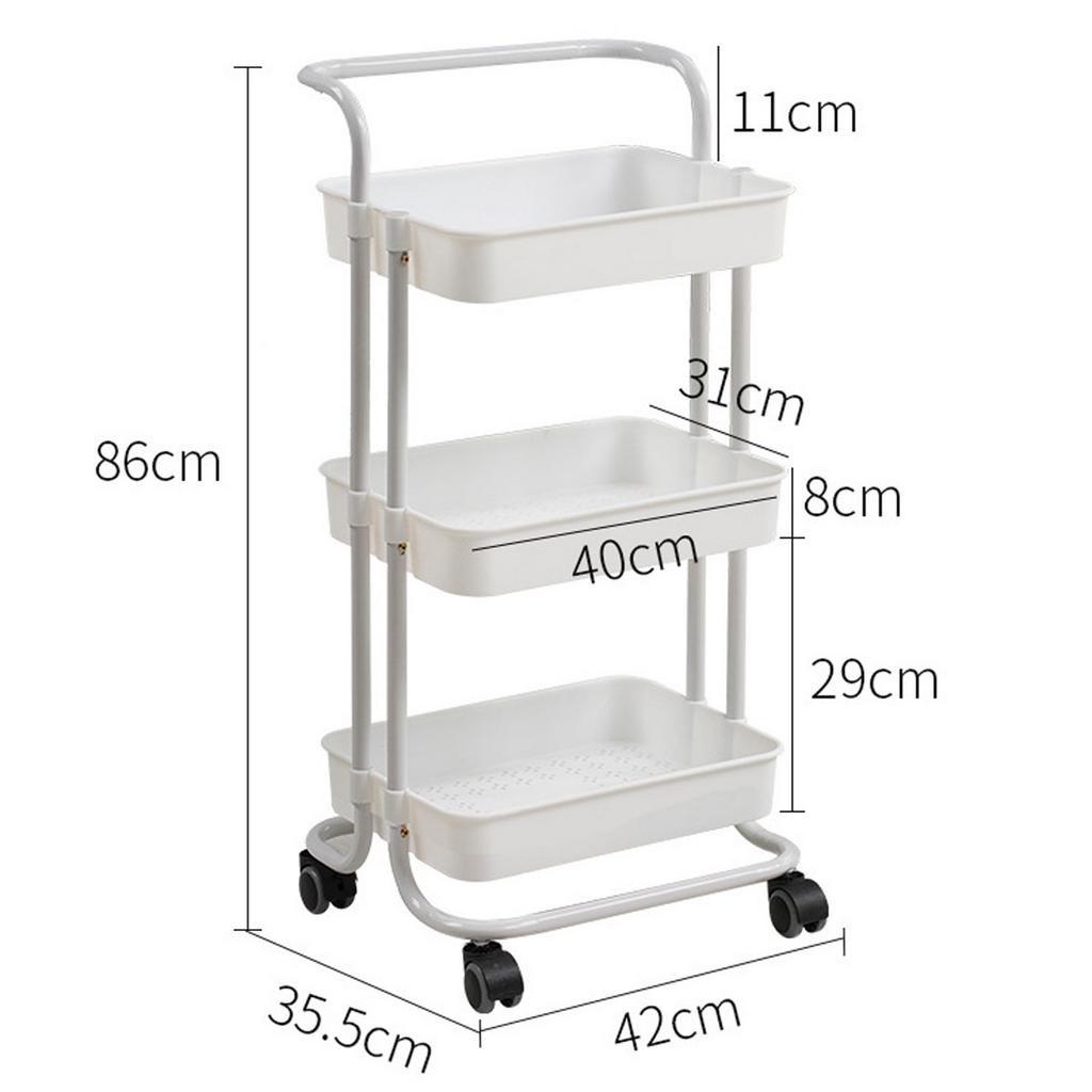 Movable Kitchen Bathroom Shelf Metal Rolling Trolley Cart Basket Stand Wheels Save Space Holder 3 Layer Storage Organizer Rack