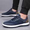Fashion High Quality Summer Breathable Men Mesh Outdoor Shoes Leather Lace-up Lightweight Comfort Sneakers Thick Soled Soft Casual Shoes