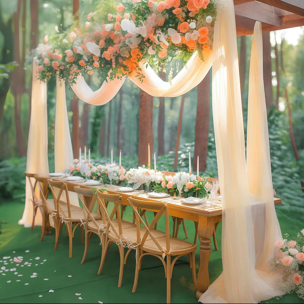6/10M Chiffon Fabric Drapes for Wedding Arch Ceremony Reception Decorations Sheer Fabric Curtains for Party Stage Bridal Shower