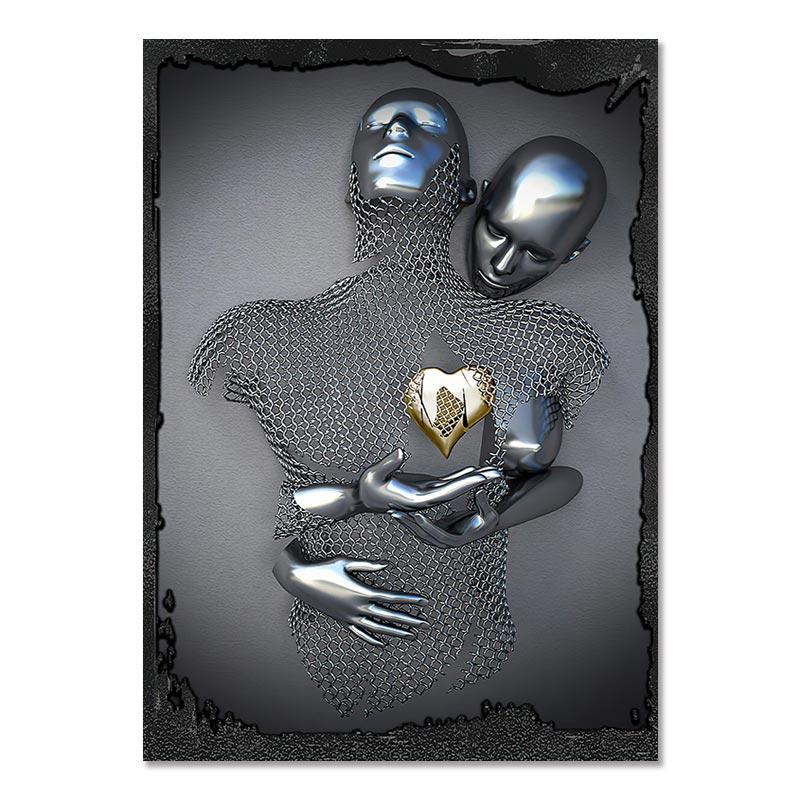 Metal Figure Statue Canvas Painting Romantic Abstract Posters Prints Wall Art Pictures Modern Living Room Decorations for Home
