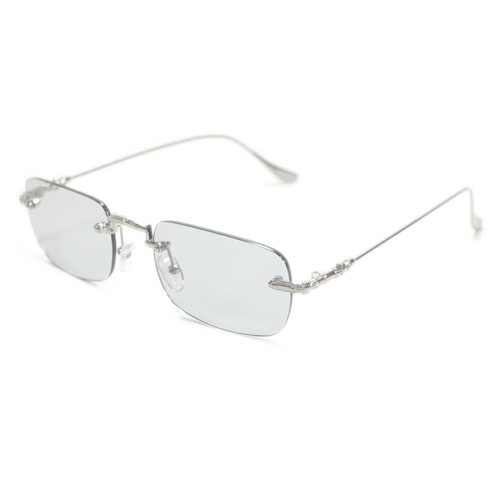 MERRY PLEASURE Sunglasses for Men and UV Available in and Smoke Women, Protection, Two-Point Design, Rimless, Square, Light-Colored Lenses, Silver,