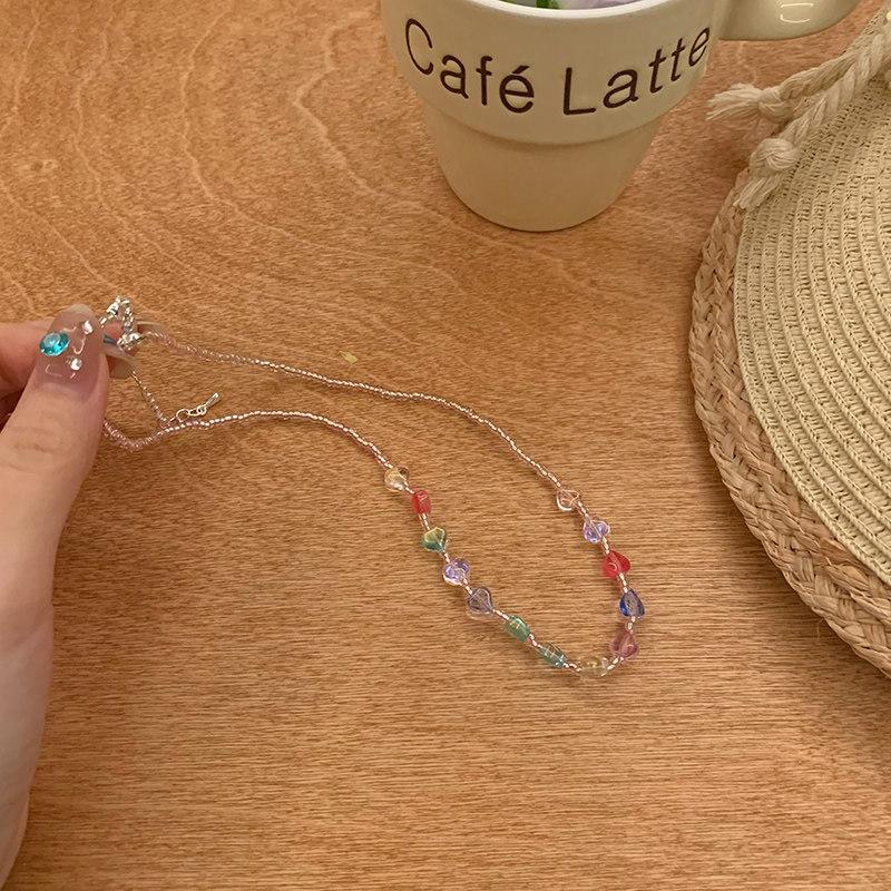 

Boho Colorful Beaded Butterfly Necklace for Women Girls Handmade Sweet Imitation Pearl Chain Aesthetic Y2K Jewelry Accessories