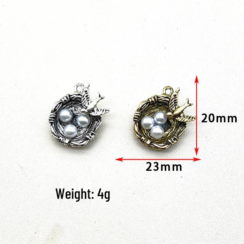 DIY Retro Alloy Bird's Nest Pendant with Oil Drop Design