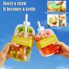 2-in-1 Ice Cube Tray Water Bottle Press Ice Cube Maker Portable Ice Maker Ice Kettle with Lid Ice Making Straw Ice Mould