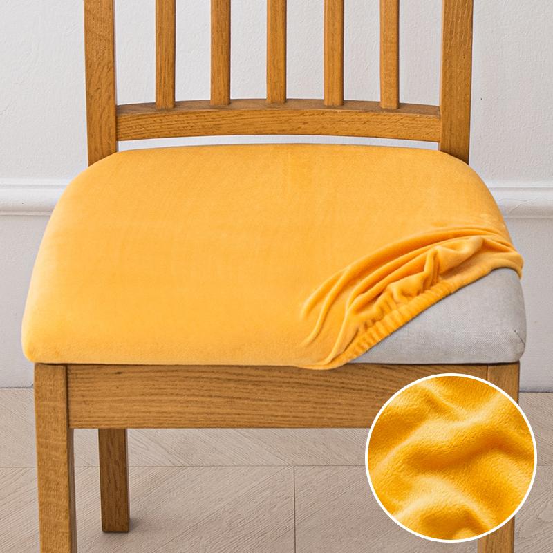 Velvet Stretch Fit Chair Seat Covers,Soft Solid Color Dining Chair Cover Removable Washable Chair Protector for Kitchen, Hotel