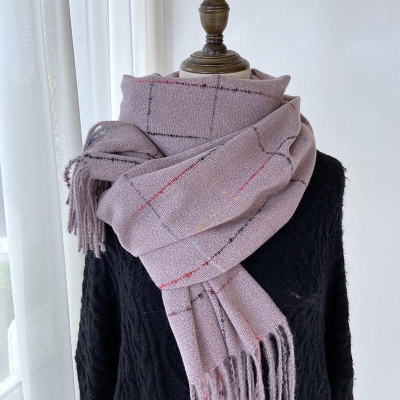 Plaid Scarf Women's Autumn and Winter New Fringed Shawl Fashion Imitation Cashmere Warm Scarf
