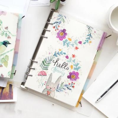 5pcs/lot A5 A6 Binder Index Pages for 6-hole Loose-leaf Notebook PP Board Divider Cute Cartoon Animals Stationery Accessories