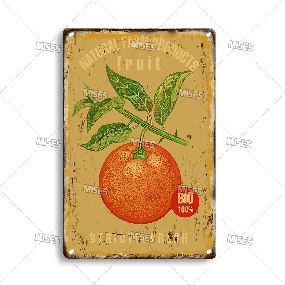 MISES Fruit And Vegetable Metal Poster Decorative Plate Kitchen Vintage Poster Home Bar Farm Industrial Decor Metal Tin Sign