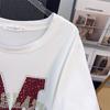 Women's Plus Size Loose Fit Round Neck Short-Sleeve T-Shirt, Mid-Length Style (200/300/350 Jin)