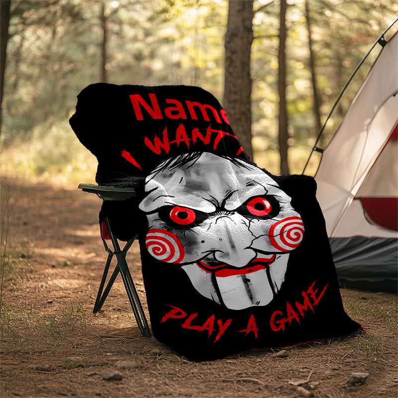 Personalized Custom Name Blanket - Billy the Puppet Print Design,Blanket for Sofa,Bed,Travel,Camping - Soft and Warm, Great Gift