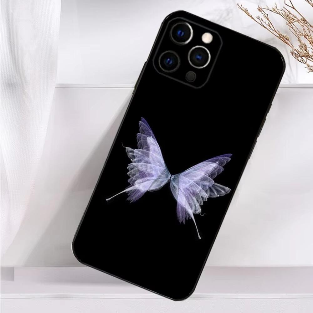 Yiduo Lotus is suitable 17 phone case, cat blue butterfly new anti-drop case for Apple 15/14 Pro Max