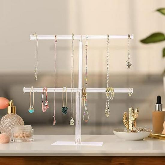 

Acrylic Display Stand for Jewelry and Hair Accessories – Transparent Organizer for Necklaces and Clips