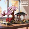 City Architecture Japanese Cherry Blossom Cottage Building Blocks House Town Creative MOC Toys