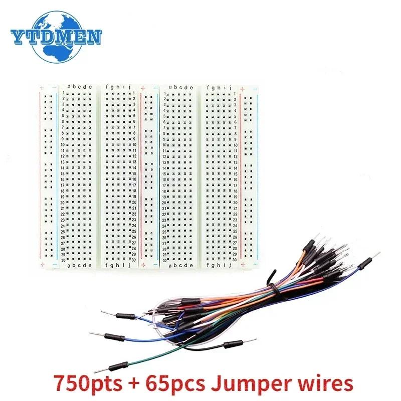 Steckbrett-Set, 750 Punkte, Steckbrett + 65 Stück/140 Stück, Überbrückungsdraht, Testplatine, Protoboard, DIY-Elektronik-Kits