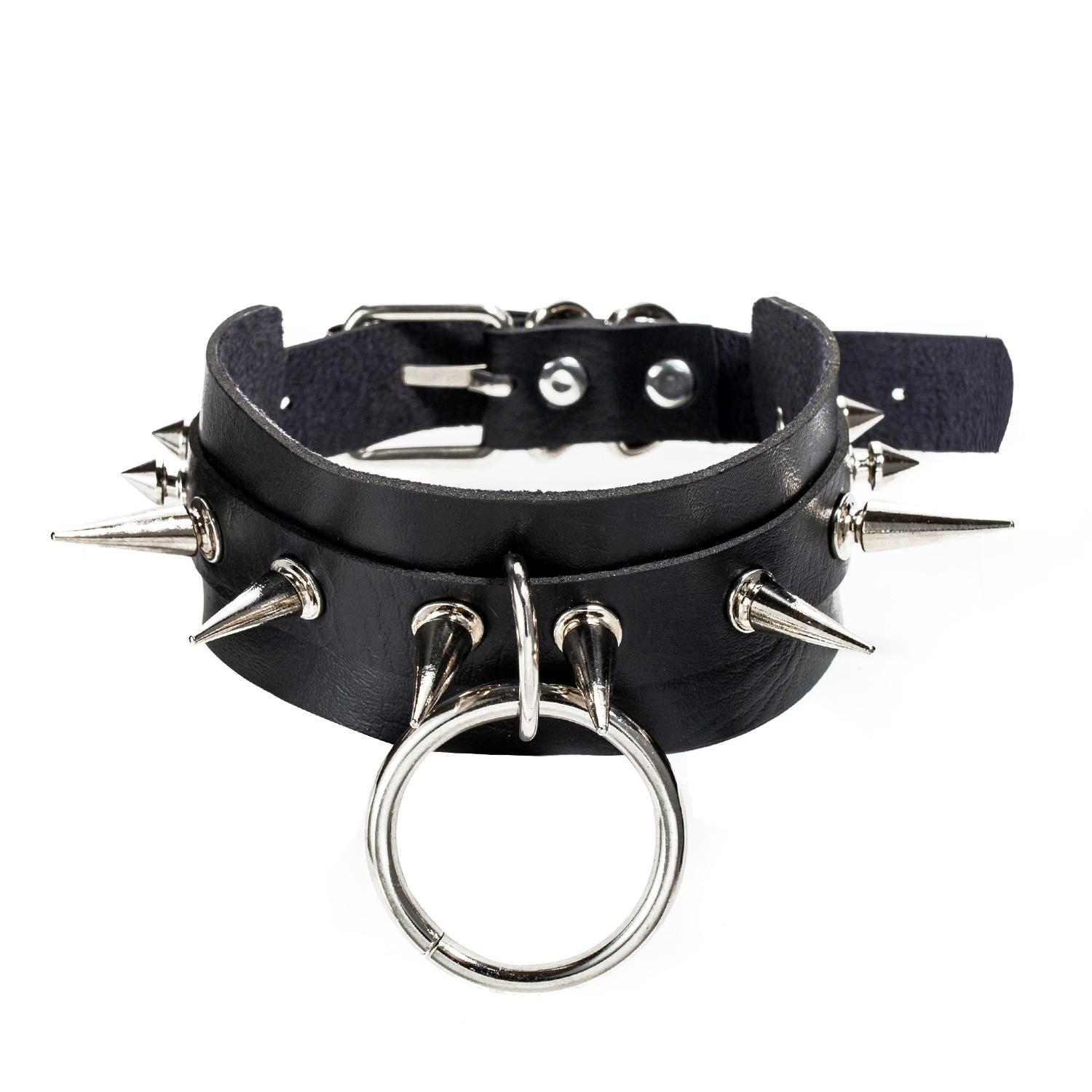 

Чокер-ошейник из ПУ кожи Харадзюку с О-кольцом - Аксессуар для ночного клуба в уличном стиле