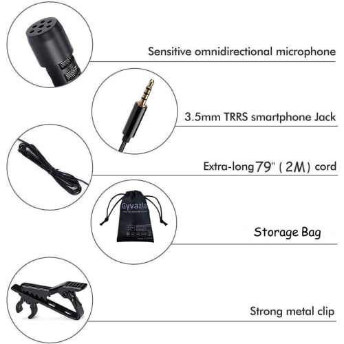 Lavalier Microphone, Professional Grade Omnidirectional Lapel Mic with Easy Clip on System, Ideal for Interviews, Video Conferencing, Podcasts, Voice