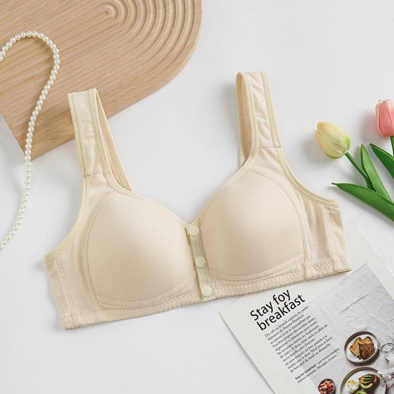White Cotton Front Closure Bra with Wide Comfort Straps and Non Wired Support