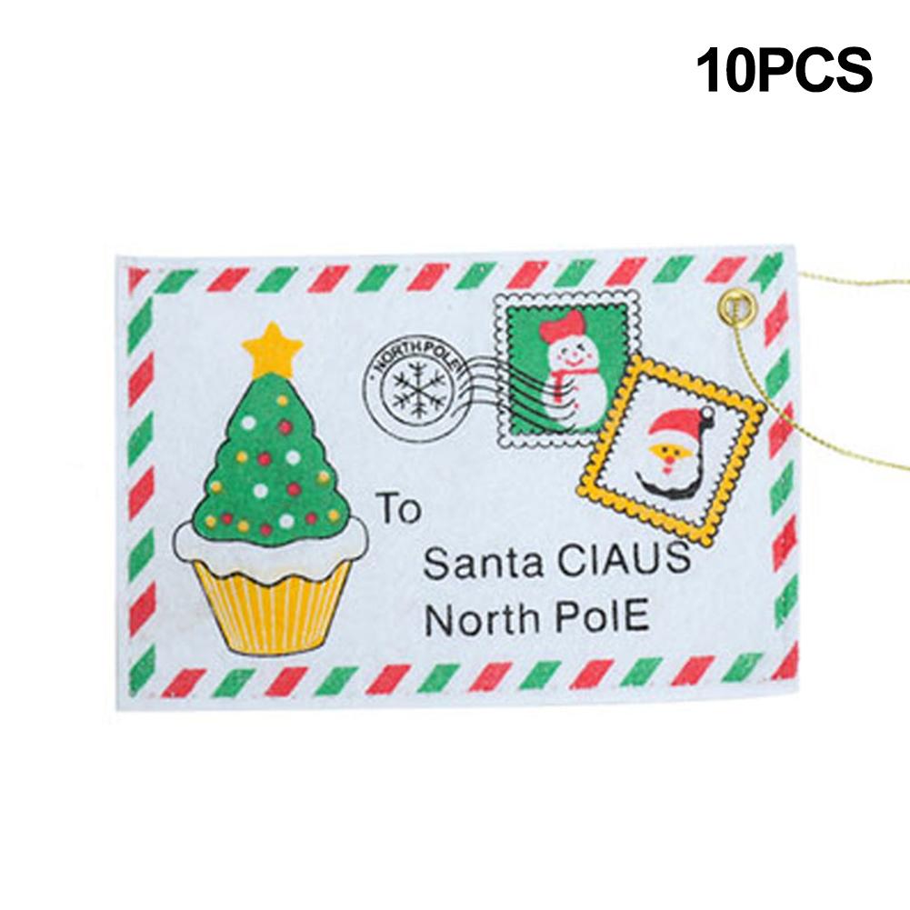 

Set of 10 Felt Santa Envelope Card Bags with Hanging Rope for Use as Christmas Tree Ornaments and Seasonal Decoration білий