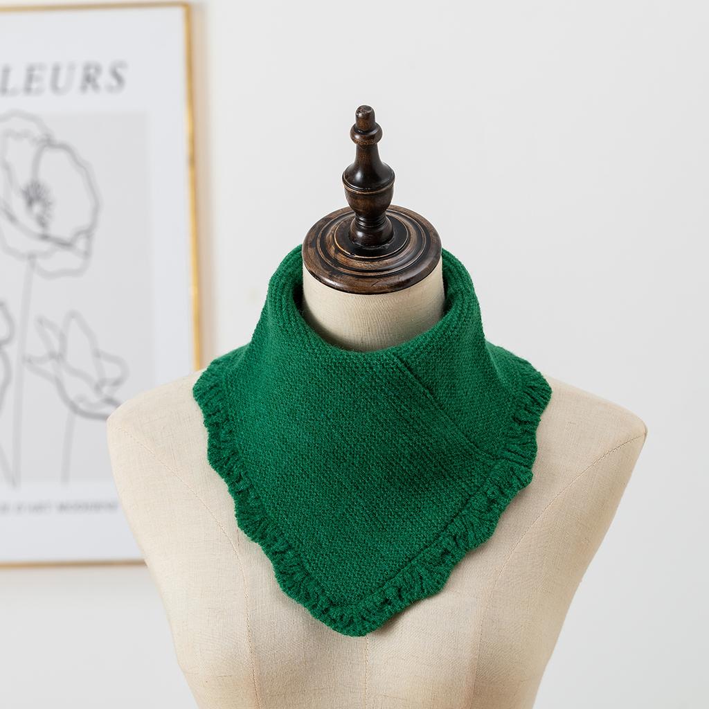 Cashmere Knitted Triangle Ring Scarf Women Autumn Winter Wool Neck Warmer Korea Fashion Neckerchief Stripe Soft Fake Collar