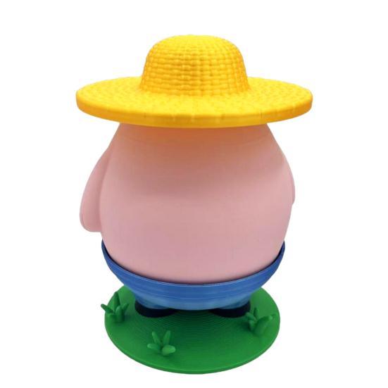 Yousheng Farmer Pig Coin Bank Funny Animal Money Box with Hat Novelty Coin Holder Large Slot Cartoon Piggy Bank for Easy Coin Saving