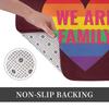 Rainbow Heart "We Are Family" Doormat, Inclusive Pride Design Floor RugMachine Washable Polyester for Entryway Living Room