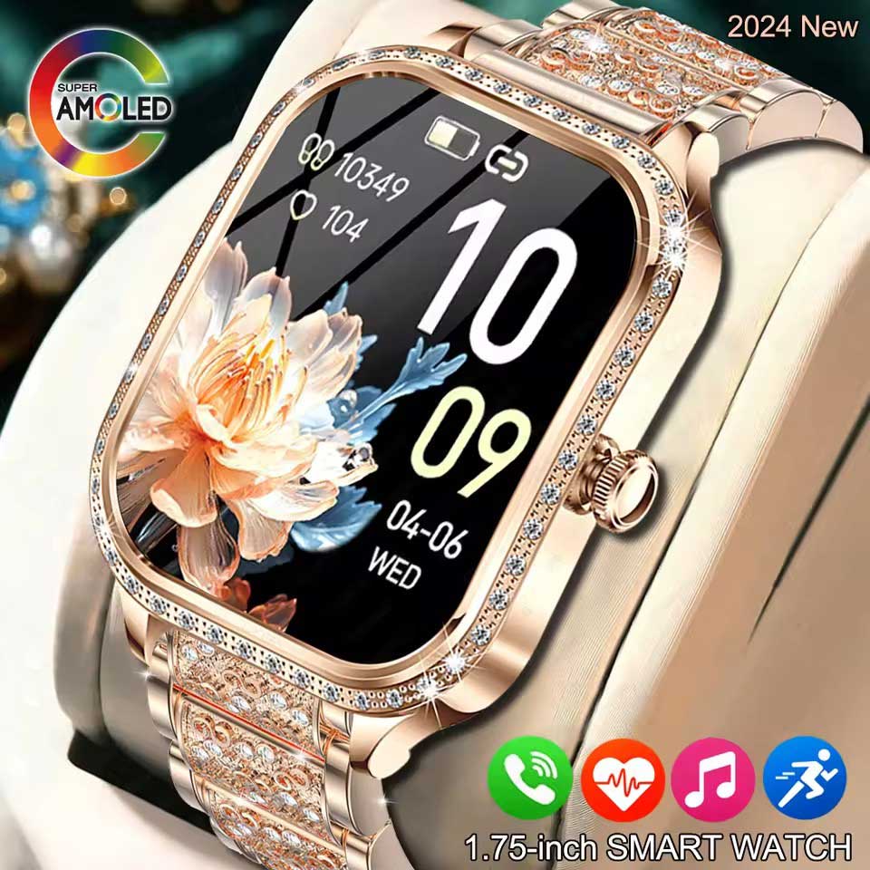 2025 New GPS Track Smart Watch Ladies 466*466 HD Screen Heart Rate Blood Pressure BT Call Smartwatches Women For Android IOS