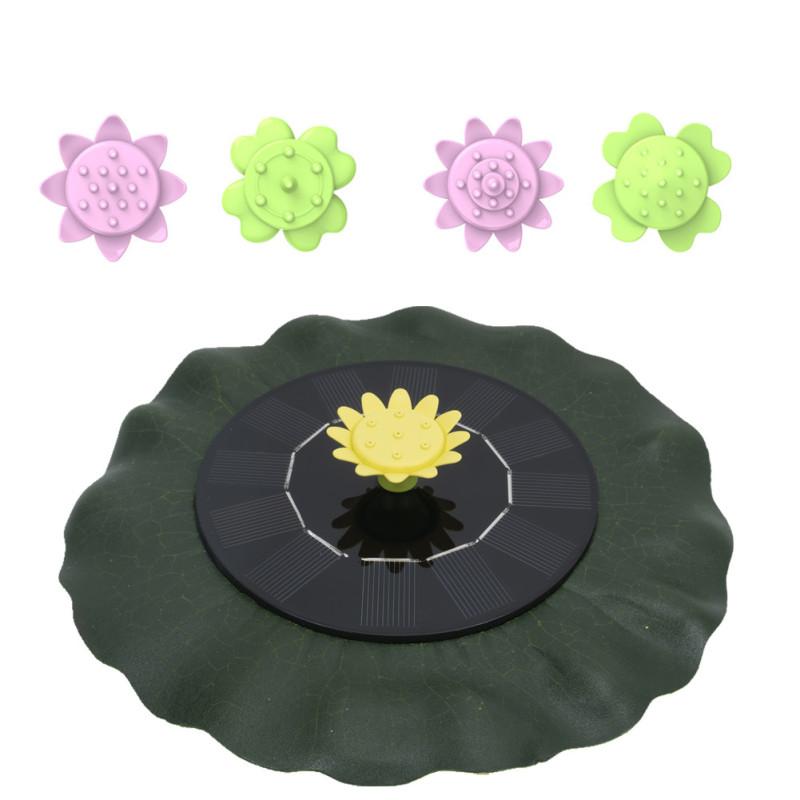 Solar Fountain Pump Lotus Leaf Wrap Floating 1W Water Fountain with Nozzles For Bird Bath Pond Pool