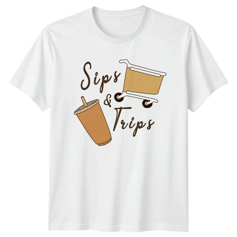 Sips And Trips Unisexs TShirt Beverages Food Drink Gift For Her S