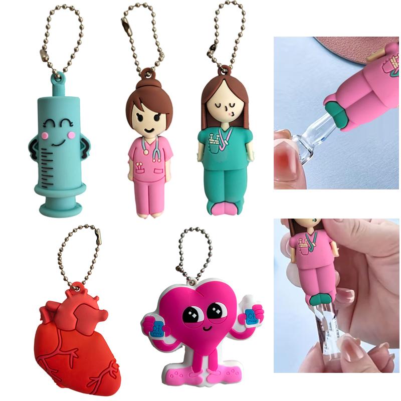 1PCS PVC Ampoule Bottle Opener Keychain Syringe-Shaped Cutter Nurse Doctor Aid Medication Vial Breaker Tool