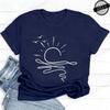 Sun Ocean Shirt Graphic Boho Summer T Shirts Trendy Beach Tee Cute Minimalist Summer T-Shirts Short Sleeve Trip Women's Shirts