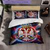 Serbia Pattern 3 Pieces Bedding Set Soft Microfiber Duvet Cover with Pillow Cases for Bedroom