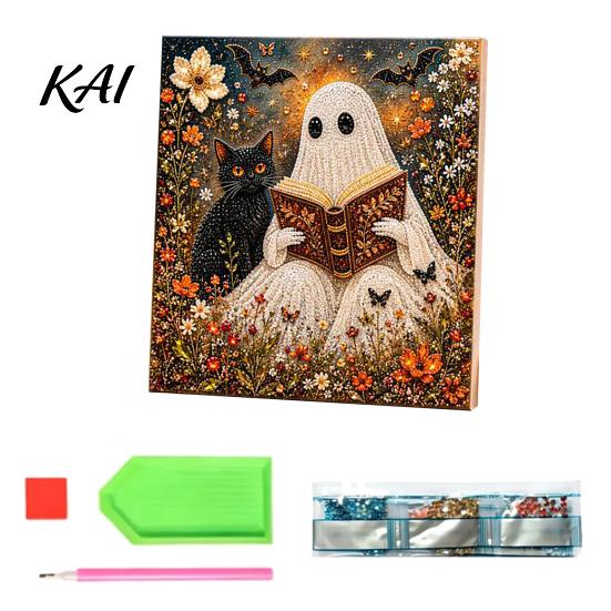 Juvelierte Wanddekoration Halloween Kunst mit Kunstperlen DIY-Set, Gruselig Süßes 3D Perlenmalerei Basteln Dunkle Ästhetik Basteln für Erwachsene Anfänger, Saisonal
