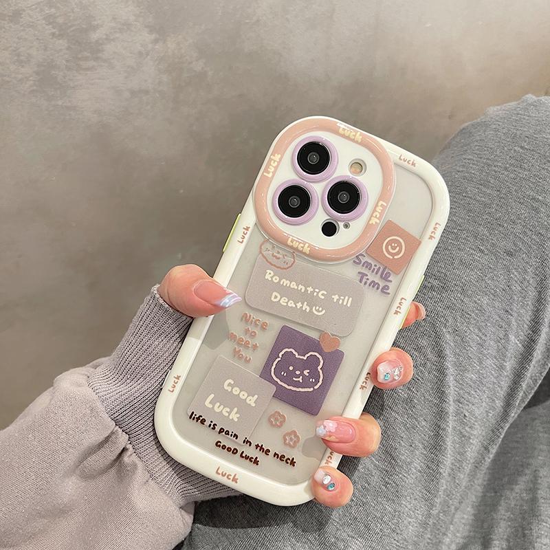 Capa protetora antichoque de coelho com urso de desenho animado para iPhone 13 Pro Max 14 12 11 Silicone macio transparente capa traseira de telefone
