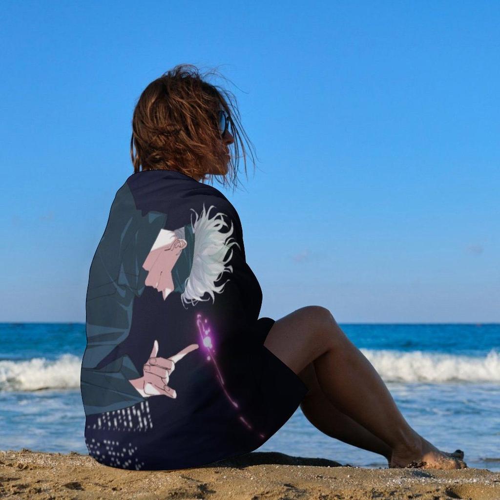 1pc Jujutsu Kaisen Satoru Gojo Purple Beach Towel Microfiber Quick Dry Anime Bath Towel For Pool Beach Travel Otaku Fans Gift