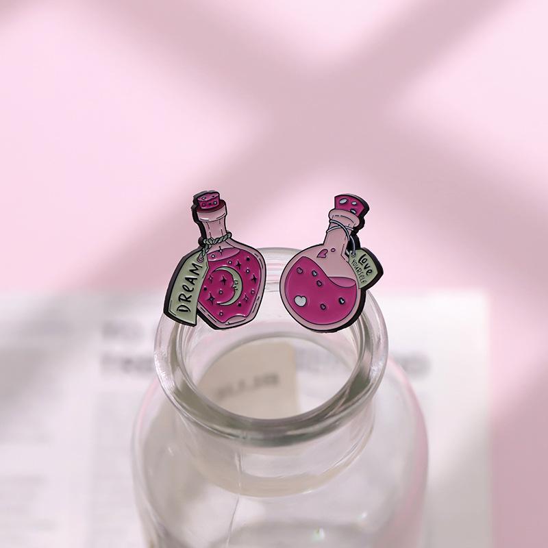 Purple Magic Bottle Moon Potion Pink Chemistry Enamel Pins Cute Coffe Milk Brooches Women Men Jeans Coat Lapel Pin Badges Dsecor