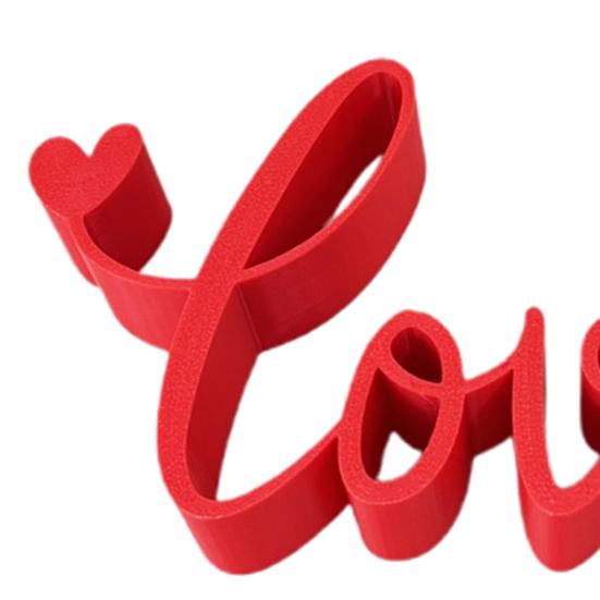 Love Desk Ornament 3D Printed Red Letter Table Sign Valentine's Day Freestanding Tabletop Decor for Living Room Bedroom Mantel Shelf Decor
